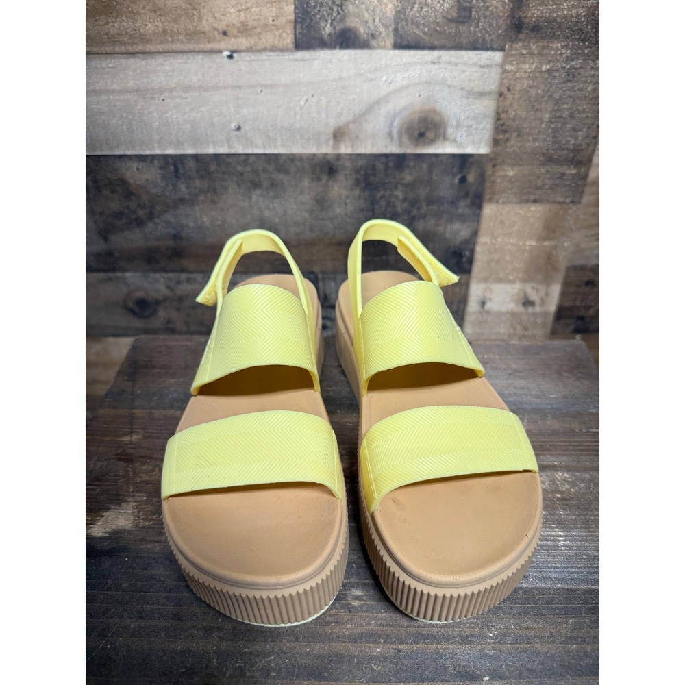 Reef Water Vista Yellow Tan Platform Sandals Womens 6 Waterproof Strappy Slide - Picture 4 of 8